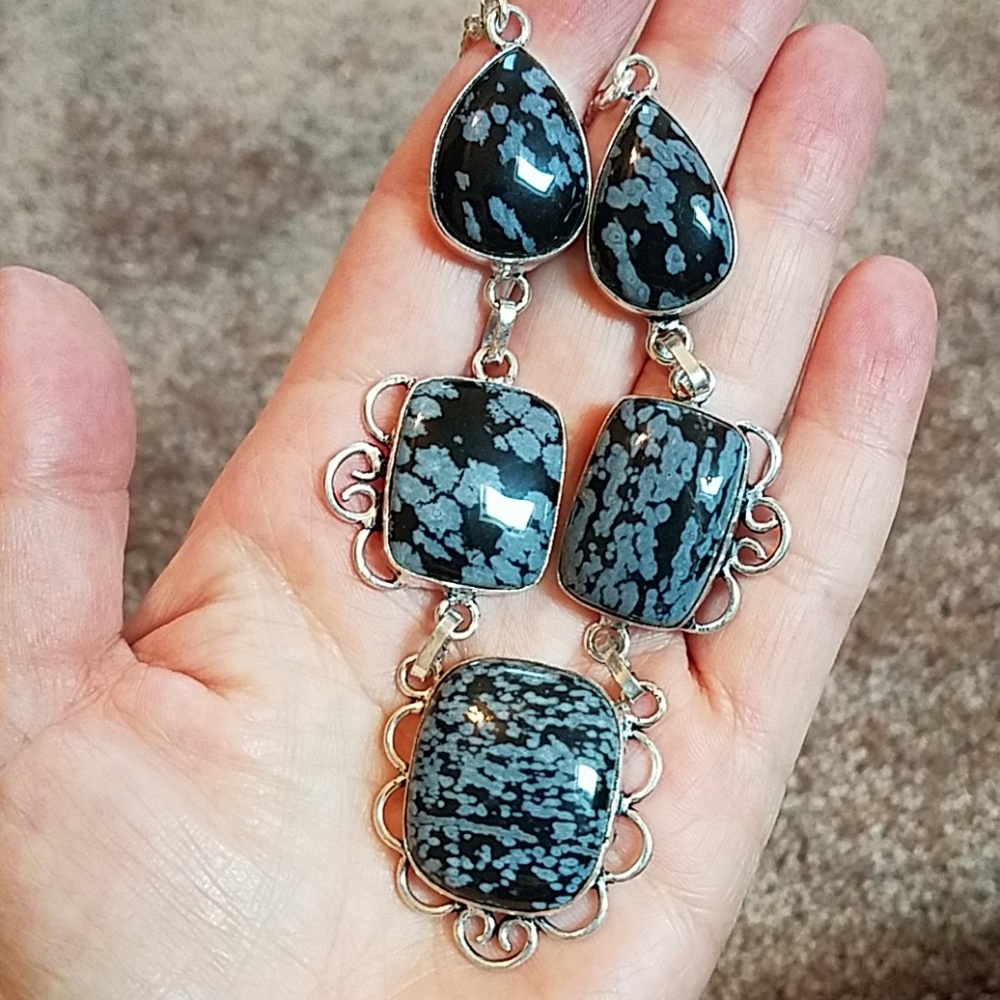 Snowflake Obsidian necklace